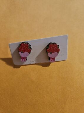 Pink & Red Bouquet Stud Earrings